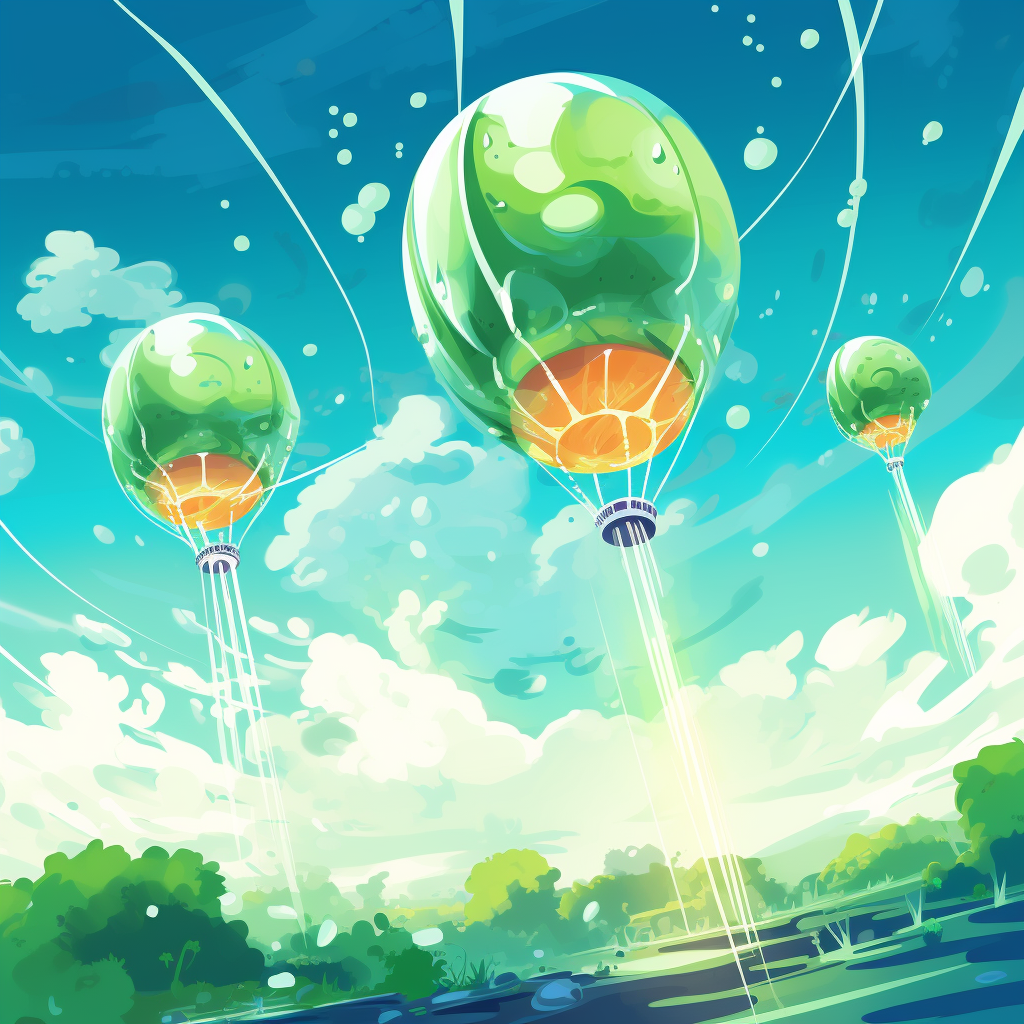 Simple hot air balloon illustration with velocity and impact