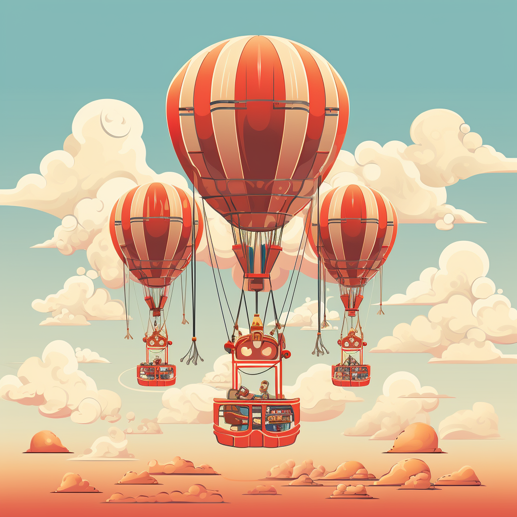 Illustration of hot air balloons soaring in the sky