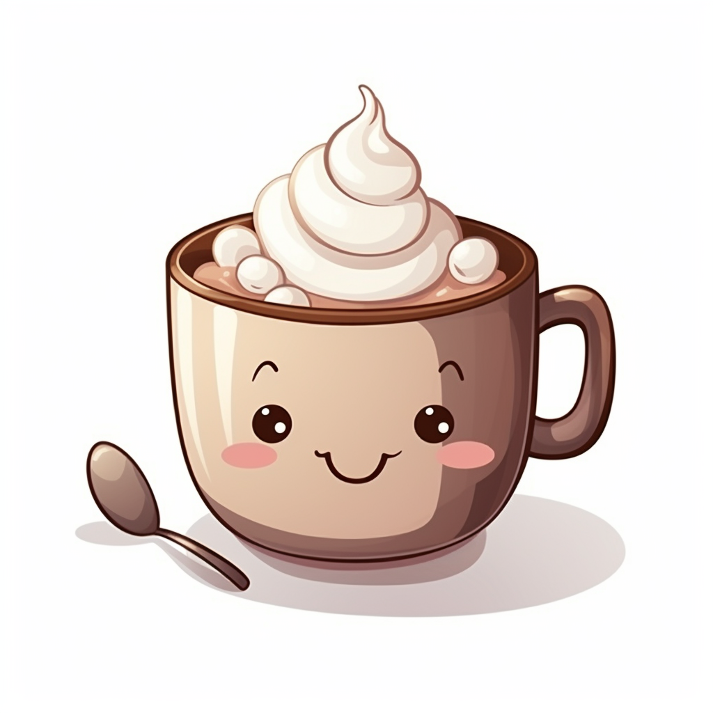 Illustration of a hot chocolate cup with spoon