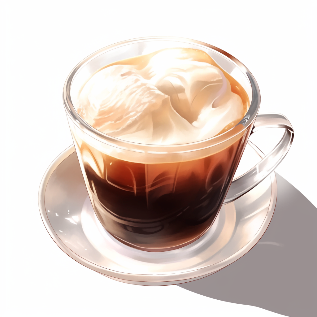 Photorealistic hot coffee in transparent cup