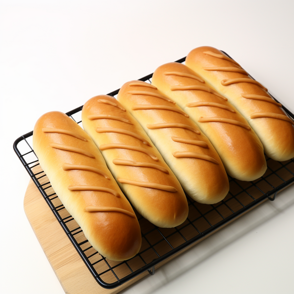 Hot dog buns with hinges