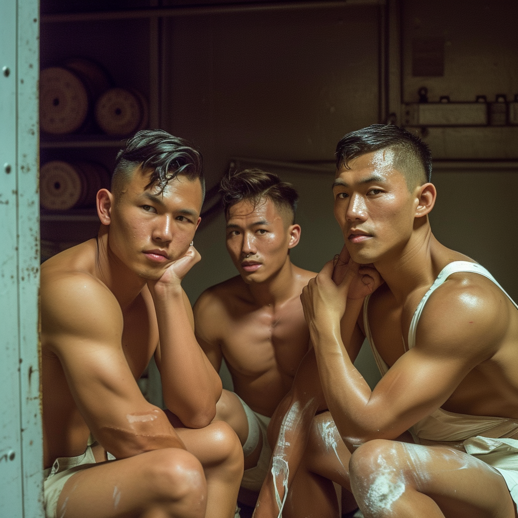 Filipino Chinese Men in Gym Locker Room