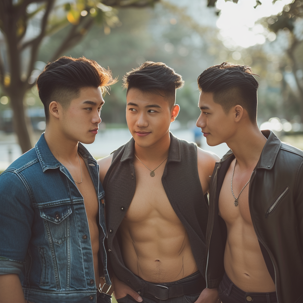 Handsome Chinese Filipino Men on a Park Date