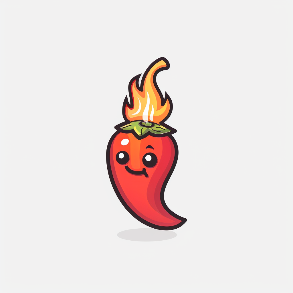 Cartoon hot pepper on fire