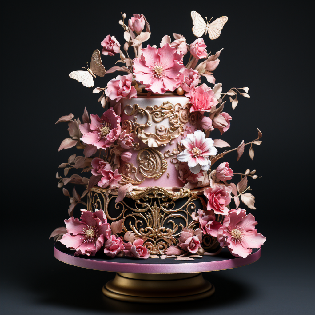 Tall Hot Pink Dulce de Leche Butterfly Cake