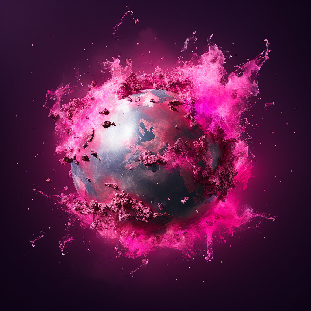 A hyper realistic hot pink map floating in space