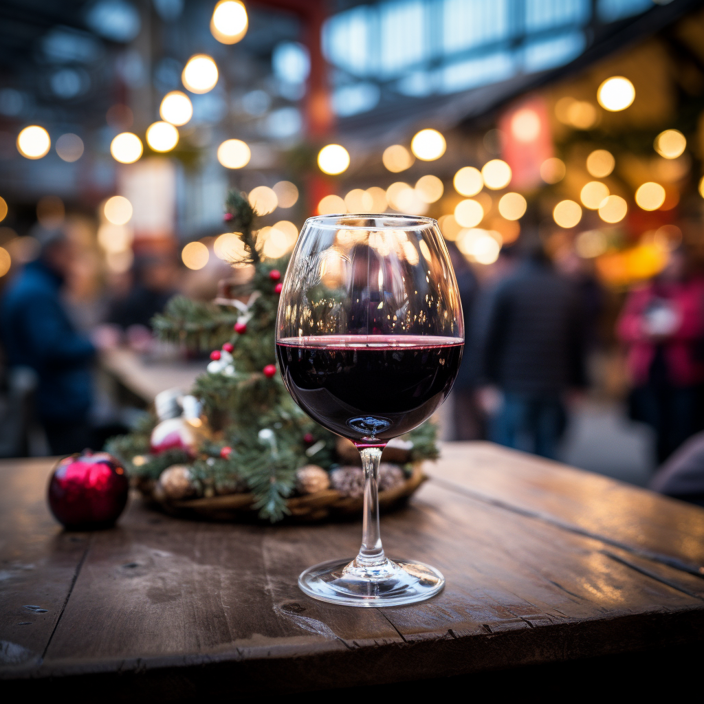 Hot red wine in Christmas market