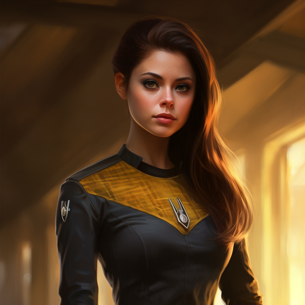 Attractive woman dressed as Star Trek character