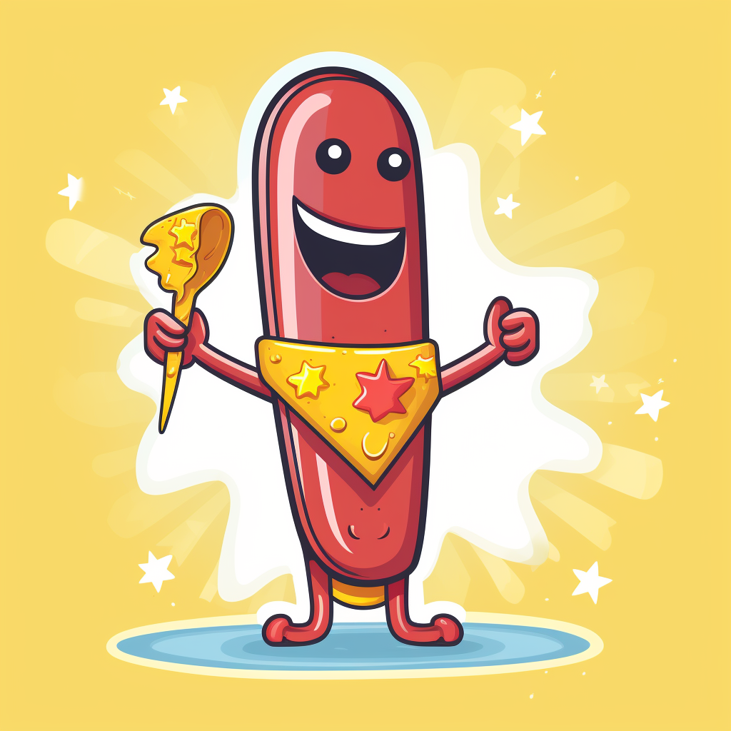 Cartoon hotdog winning an award sticker