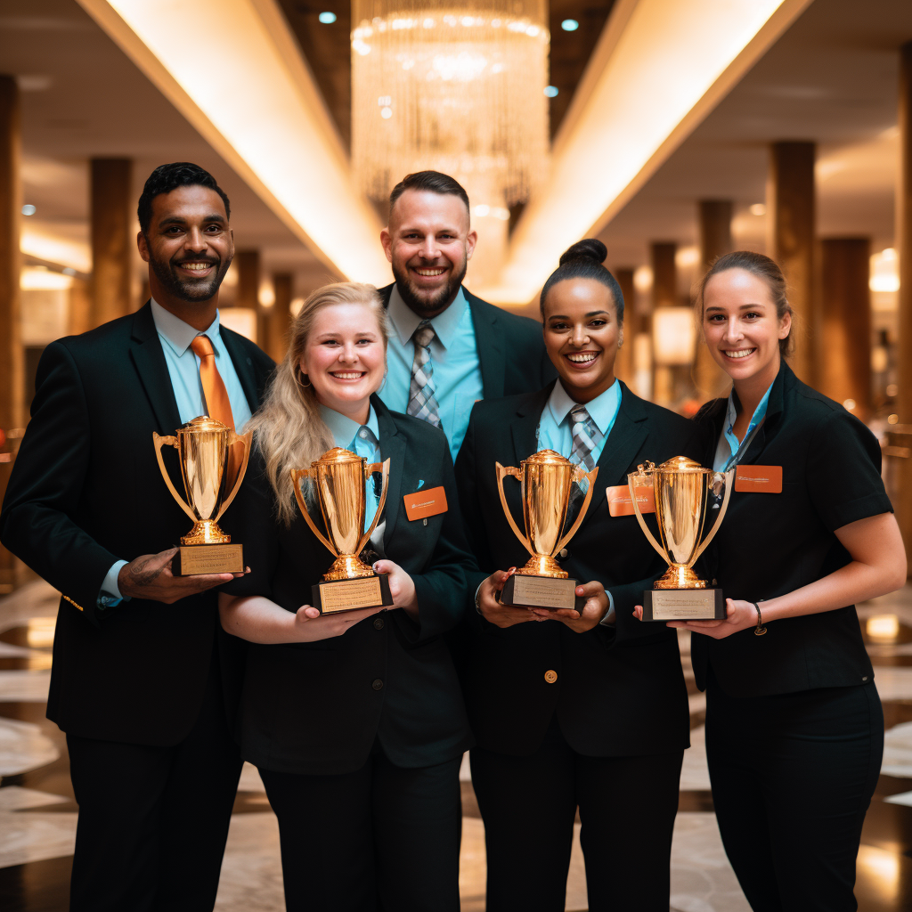 Hotel Sales Winners with Trophies