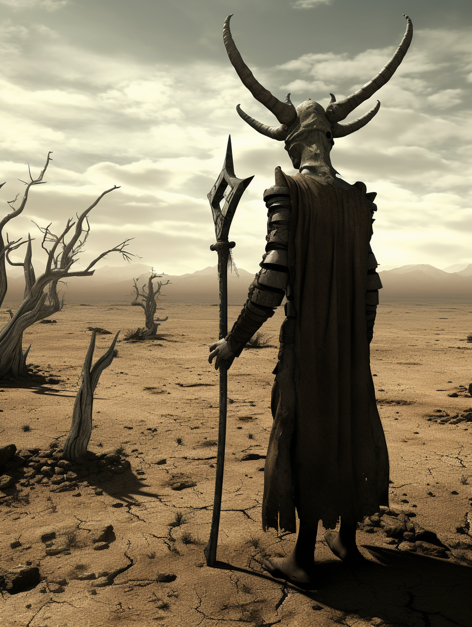 Houp, the tall horned figure on the apocalyptic Houplane