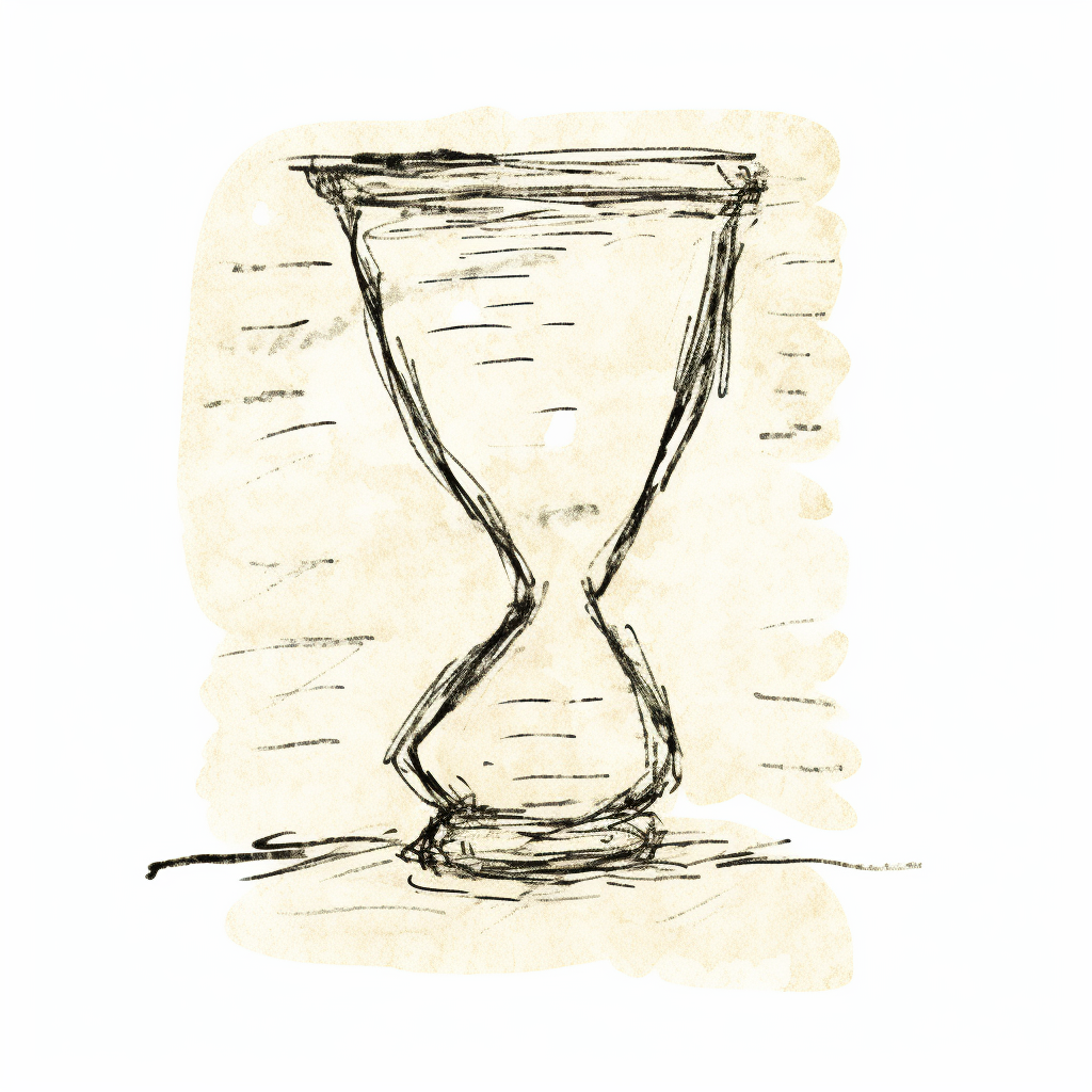 Hourglass sketch on white background