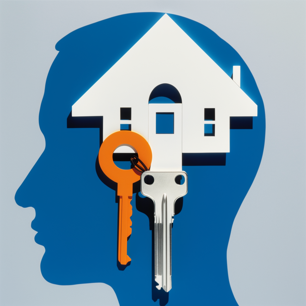 Minimalistic blue and orange house key