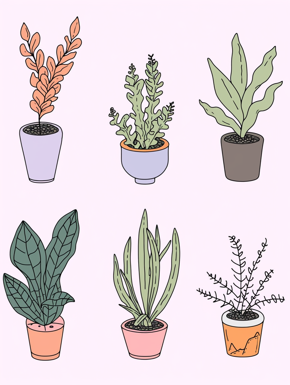 Minimalist House Plants Illustration