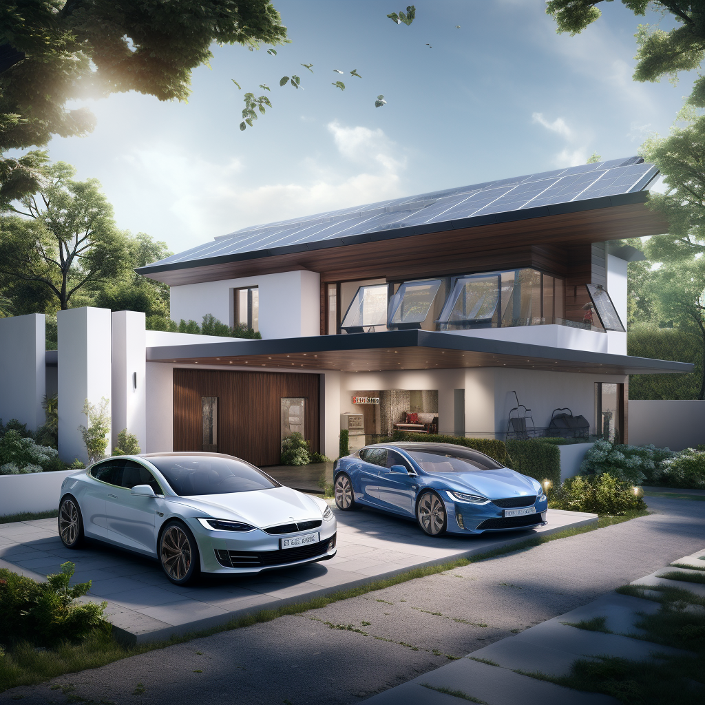 Eco-friendly house with charging electric cars