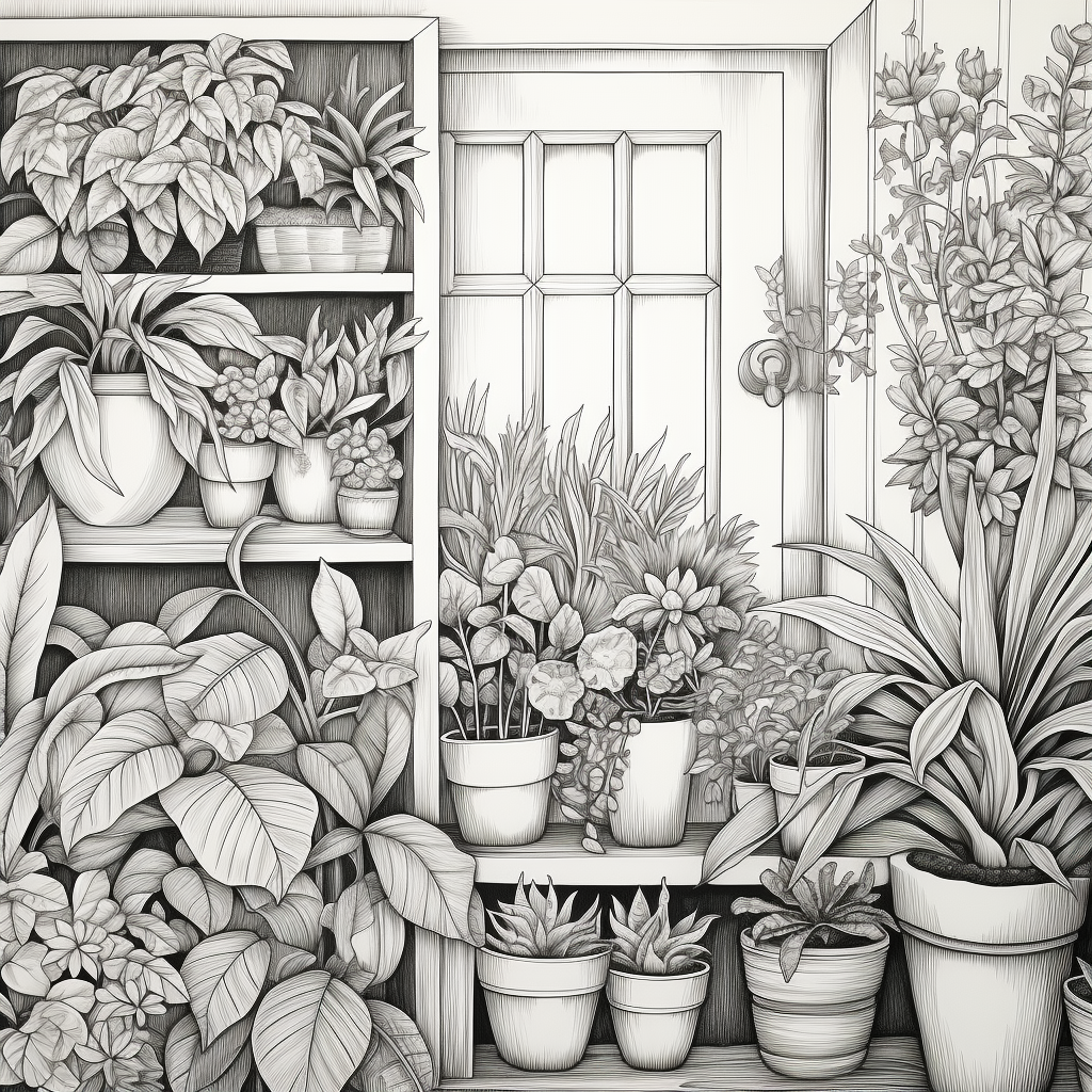 Beautiful houseplant coloring page