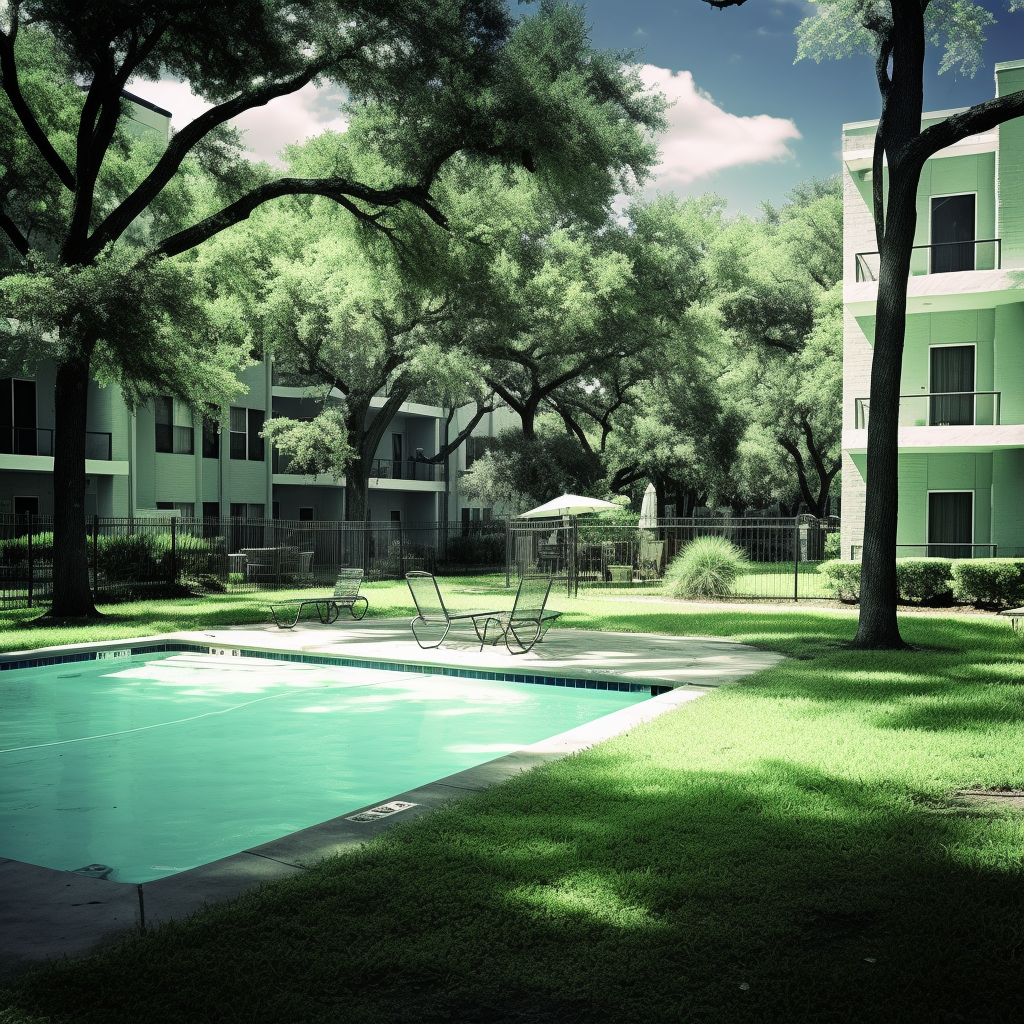 Scenic Houston Apartment Complex with Pool and Dog Park