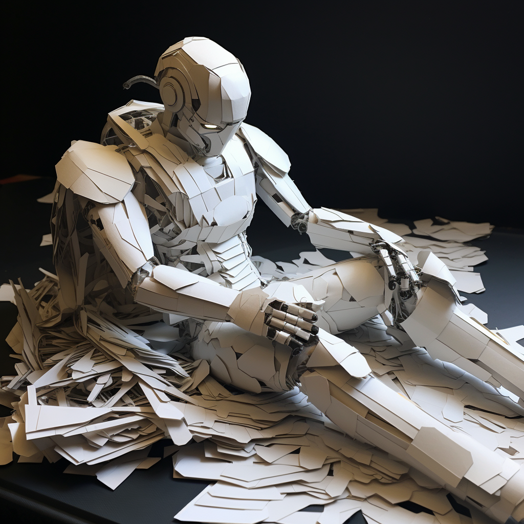 HR Robot Laying off Humans Papercut Image