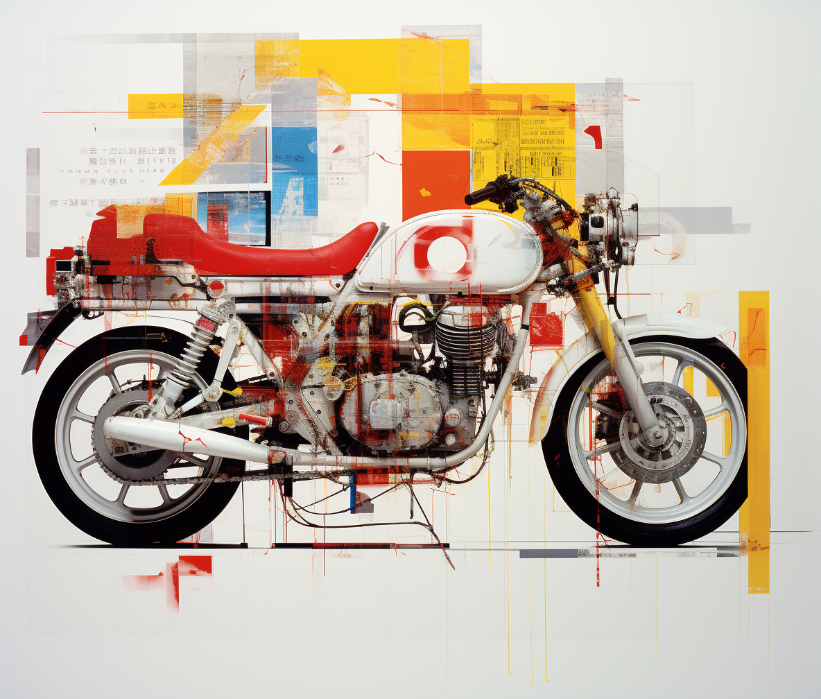 Huatong motorbike in postmodern collage style