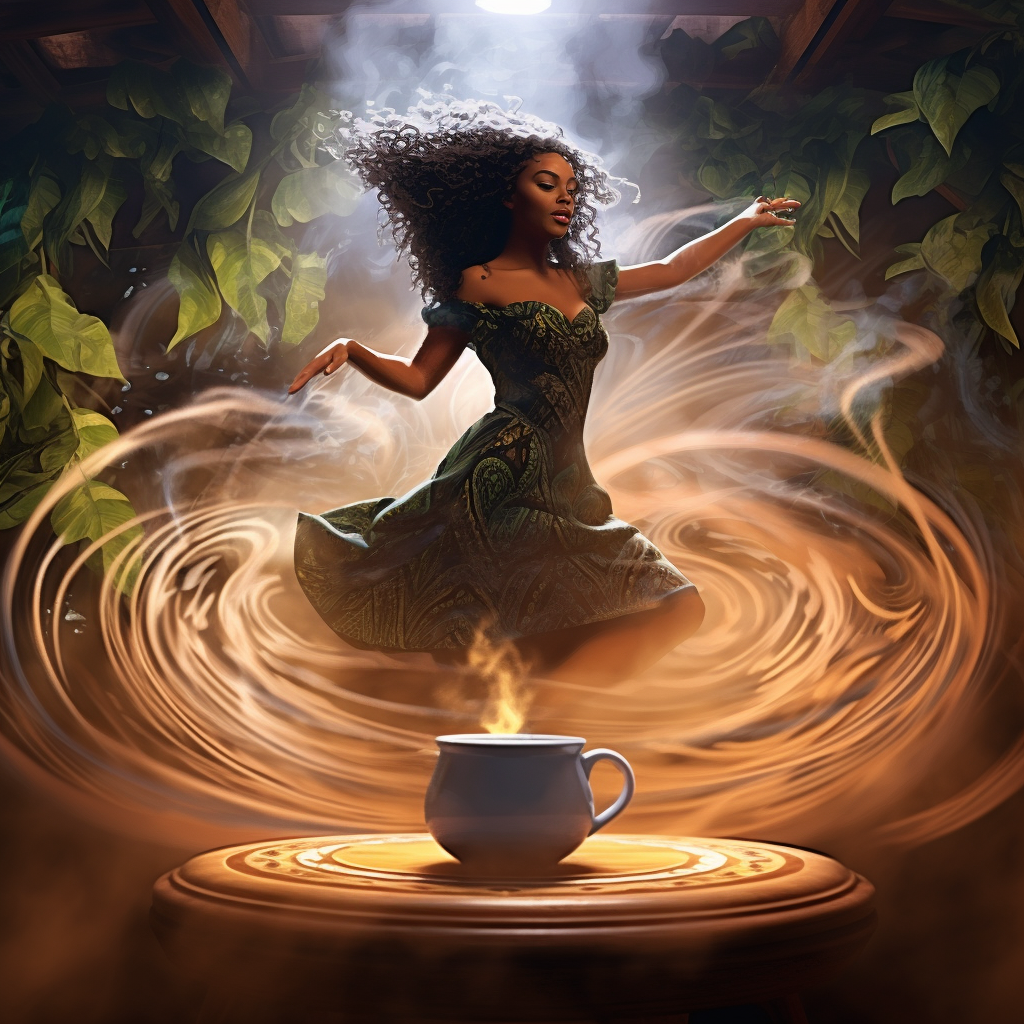 Hula girl dancing in steam