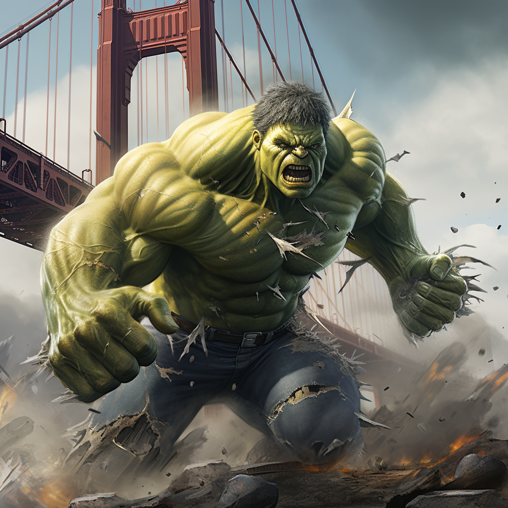 Hulk Wearing Greenbay Packers Uniform Breaking Bridge