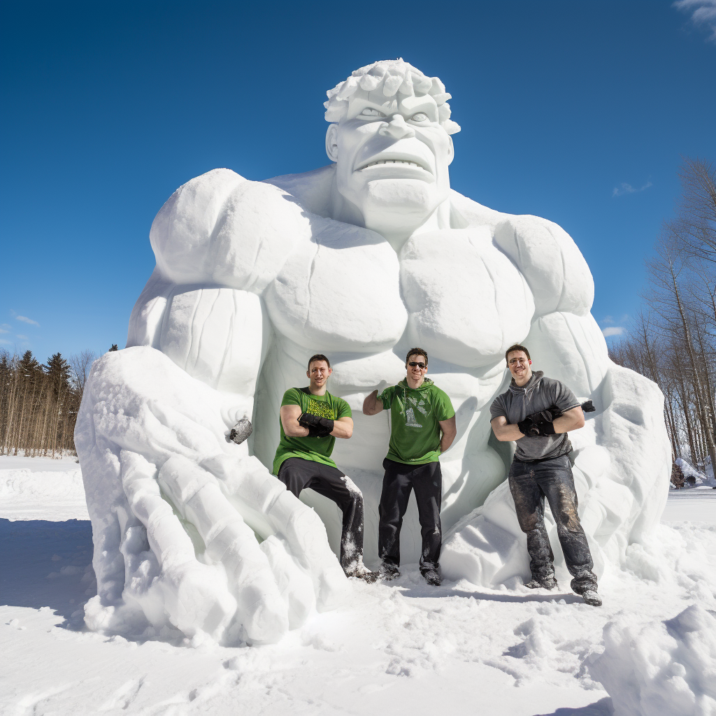 Hulk Snow Sculpture by 4 Proud Guys