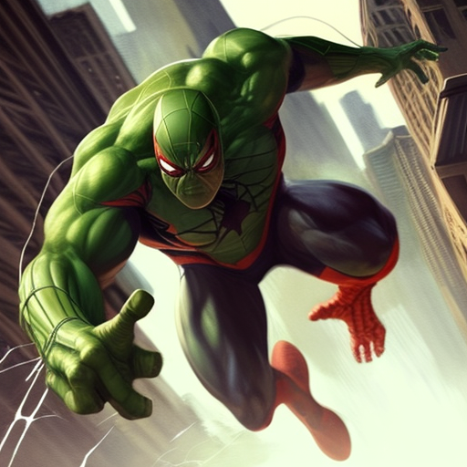 Hulk as Spider-Man Flying in Air