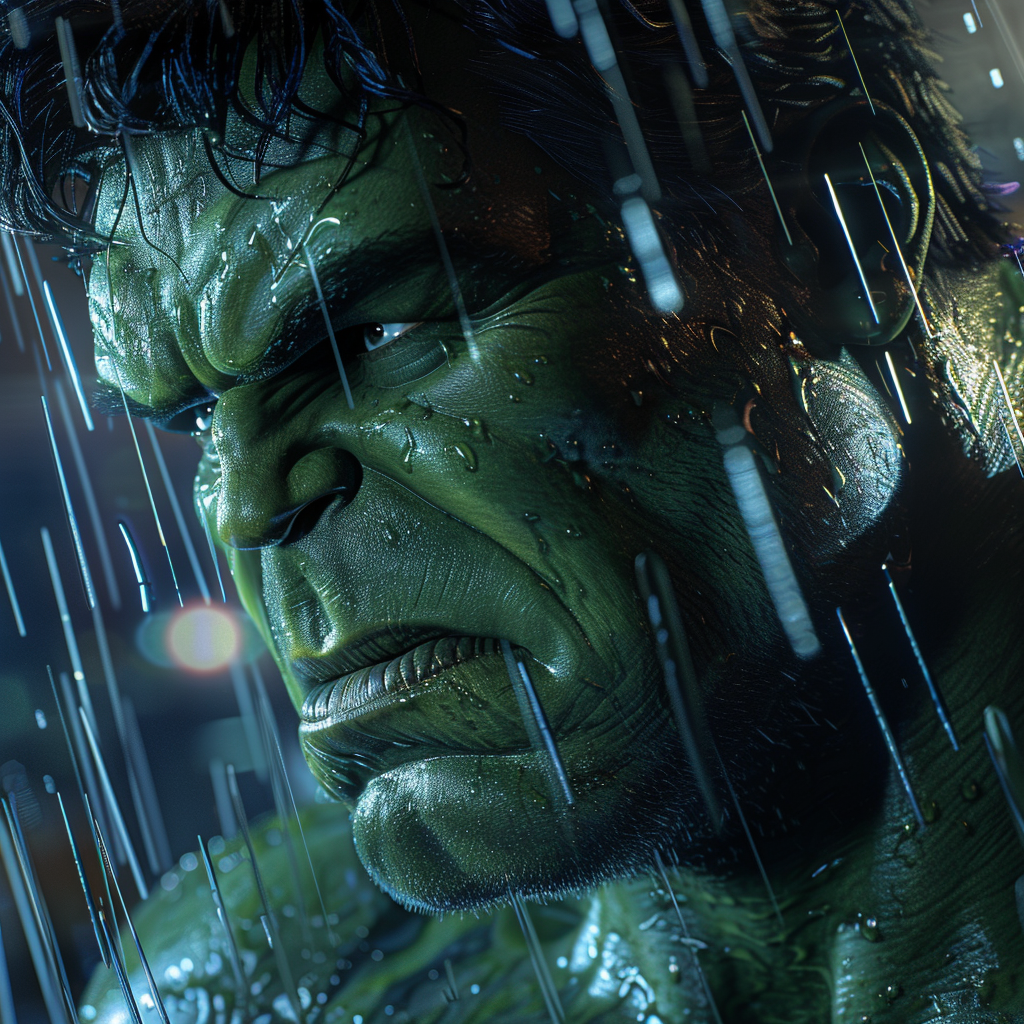 Hulk in Rain Portrait Illustration