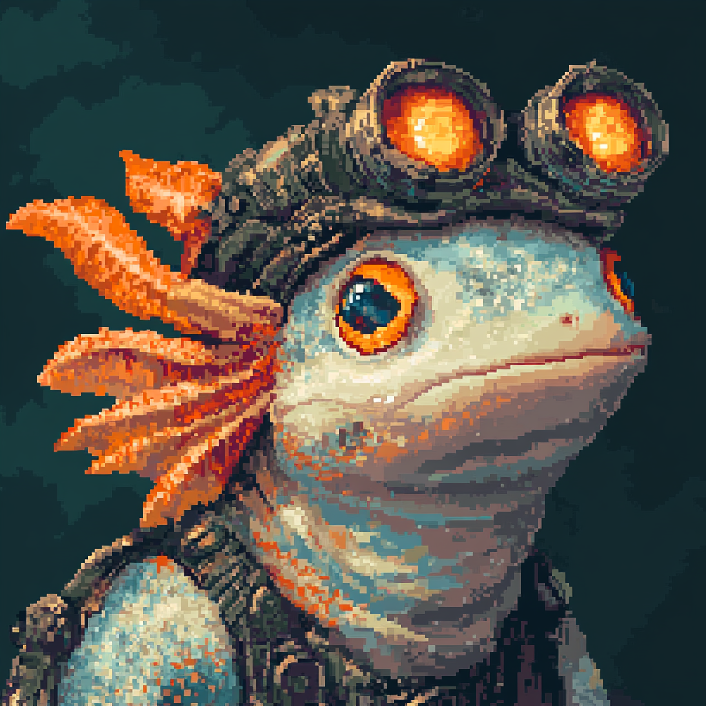 Human axolotl portrait steampunk hat