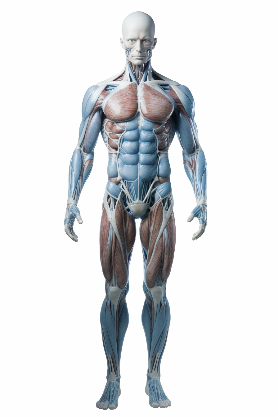 Hyperrealistic human body in astronaut blue