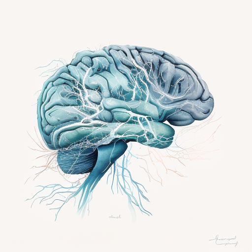 Human brain with blue neurons