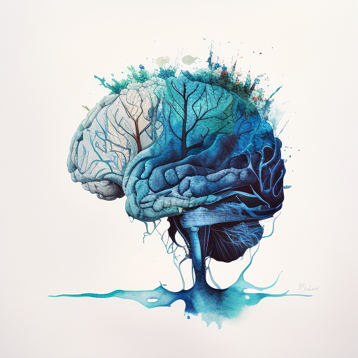 Blue Watercolour Brain Anatomy Image