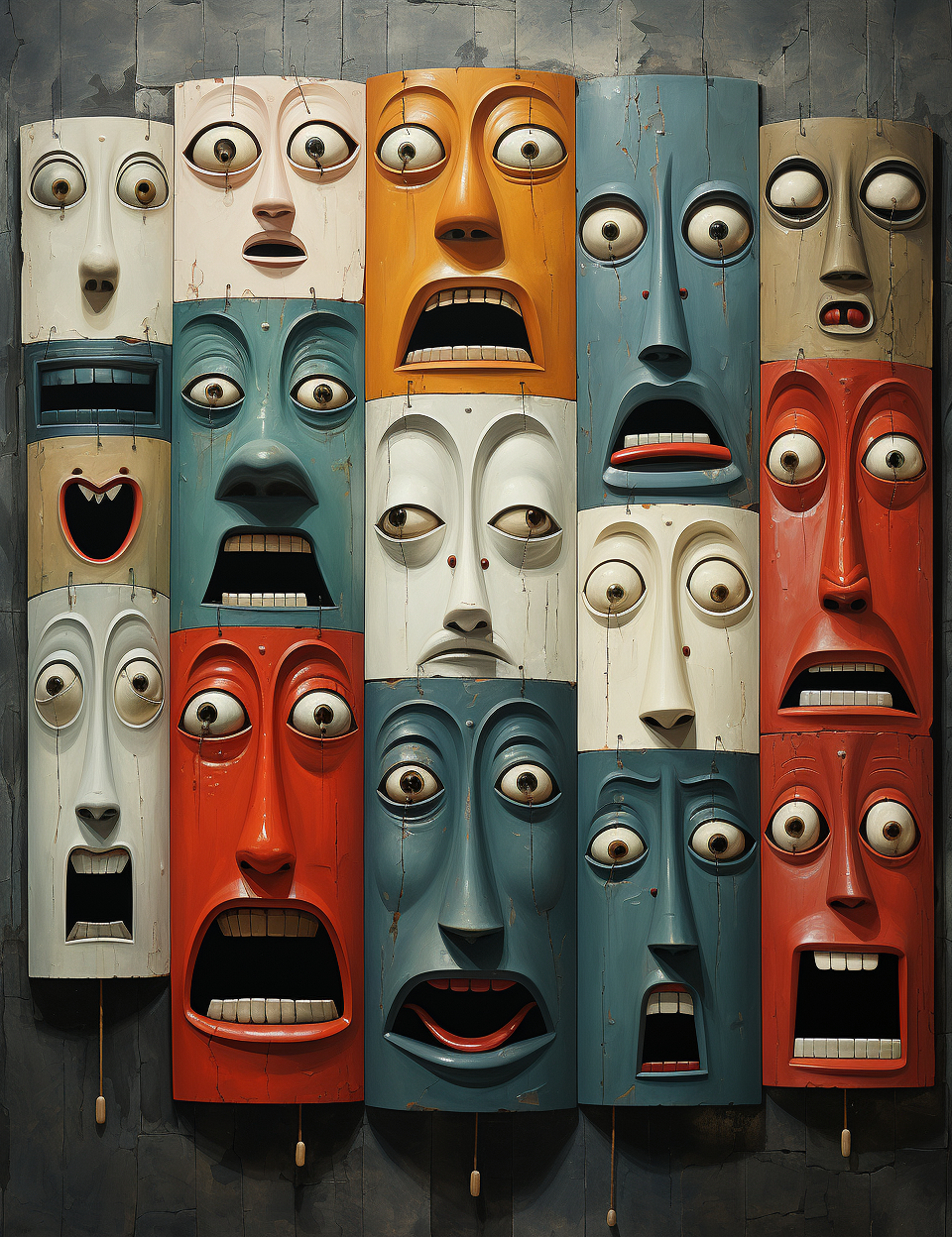 Various human emotions depicted in poster art