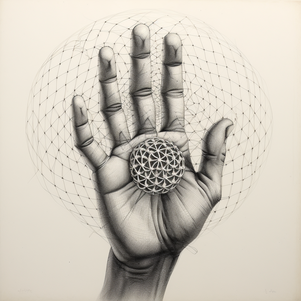 Human hand with Flower of Life pattern