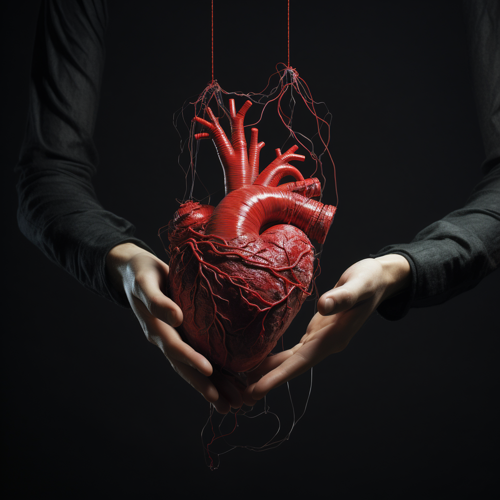 Human heart controlled by puppet string