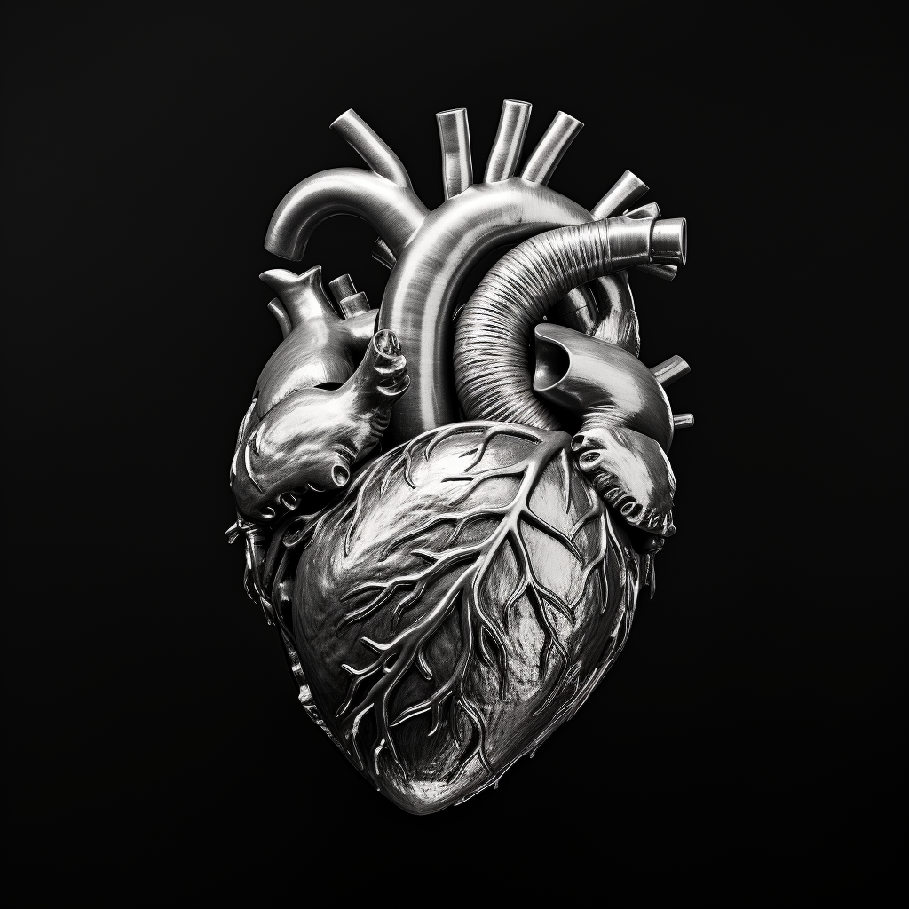 Black and white human heart