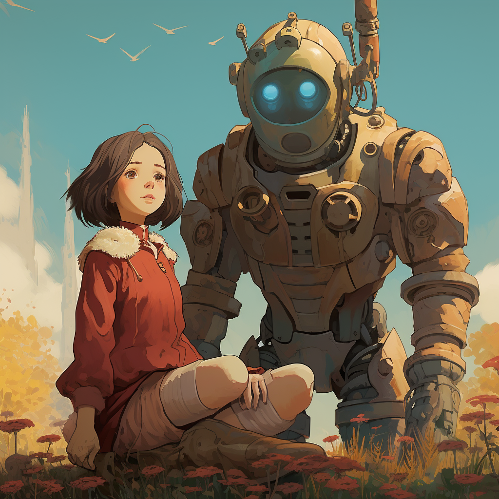 Human Robot Ghibli Style