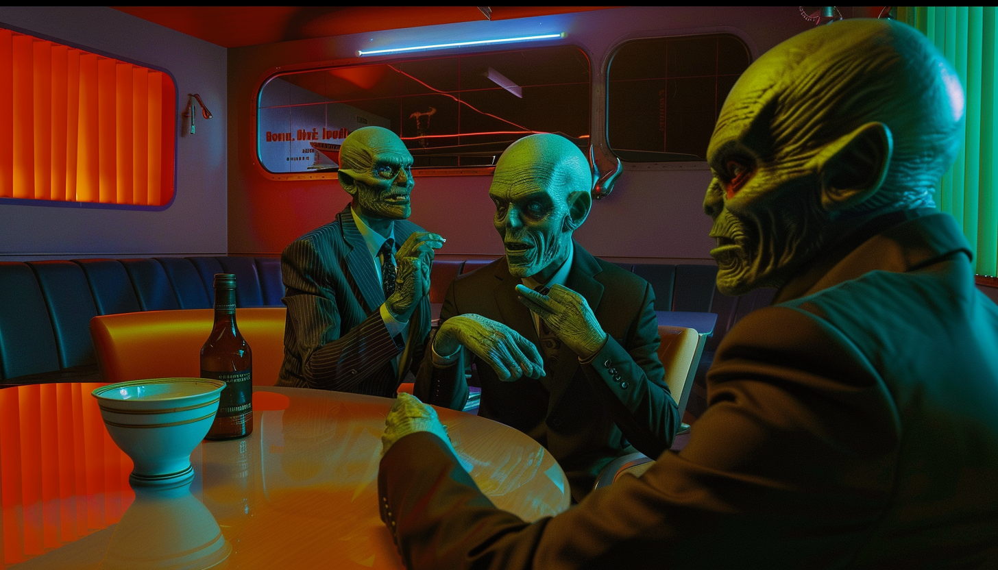 Alien Species in Boardroom Meeting