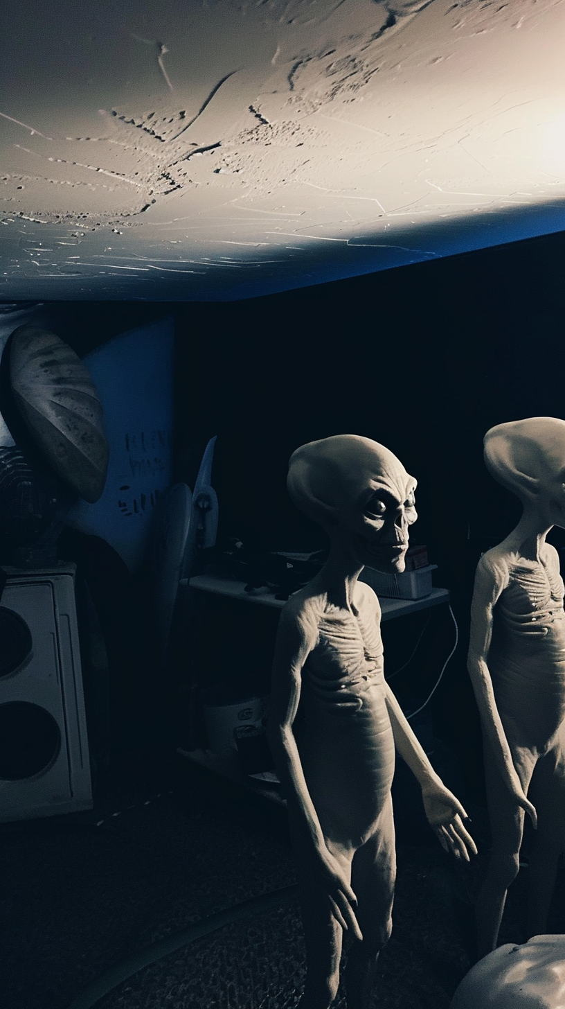 Image of humanoid aliens in secret lab