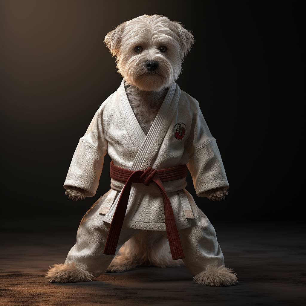 Humanoid Dog in Brazilian Jiu Jitsu Gi