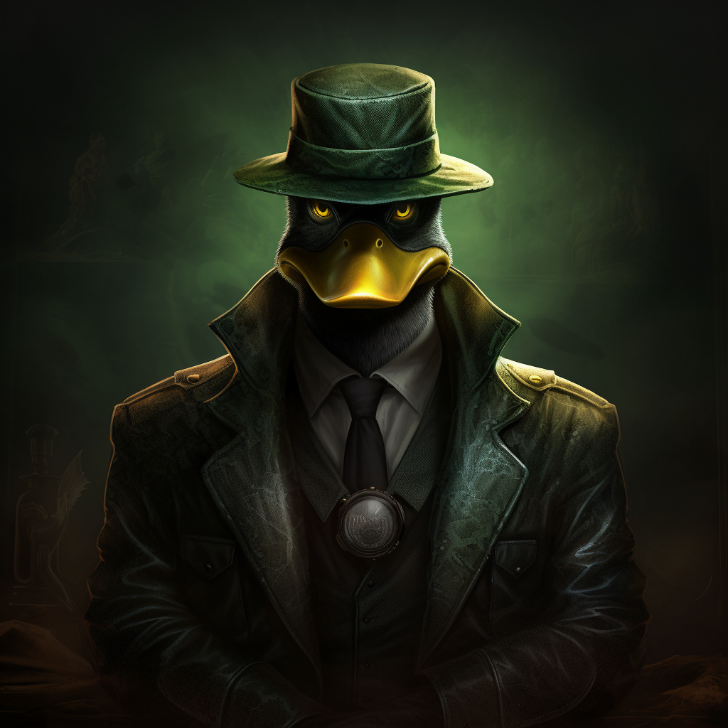 Humanoid duck detective in noir