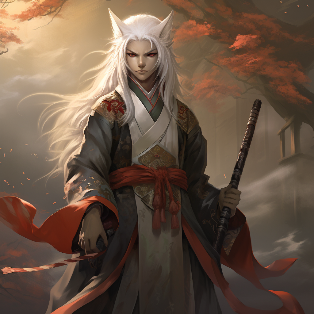 Kitsune warrior with cane