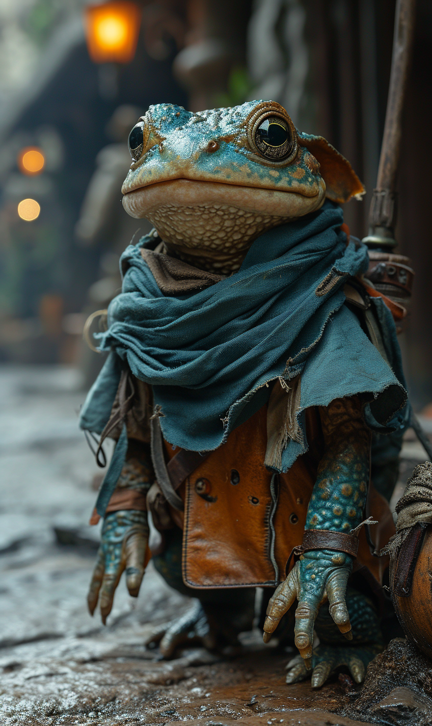 Bullywug merchant in modern city  ?