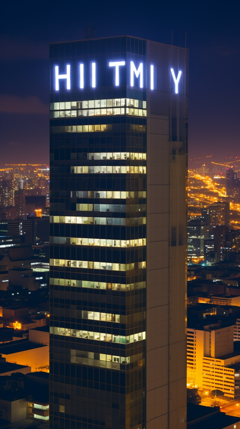 Humility  lights on modern skyscraper