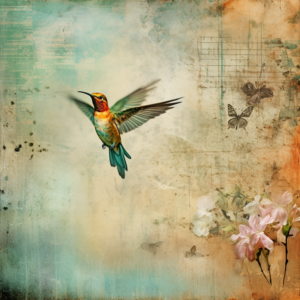 Hummingbird Grunge Scrapbook Paper