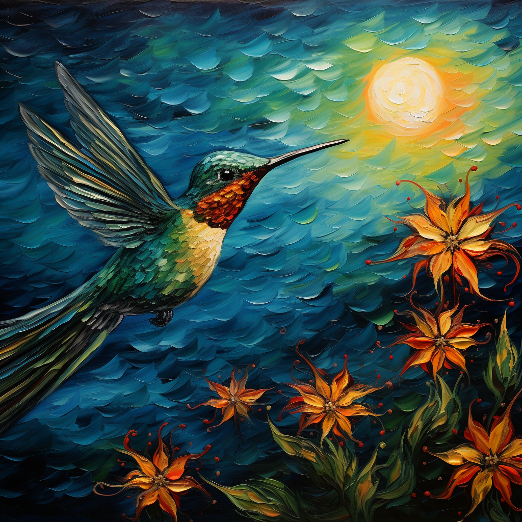 Hummingbird in Van Gogh Style