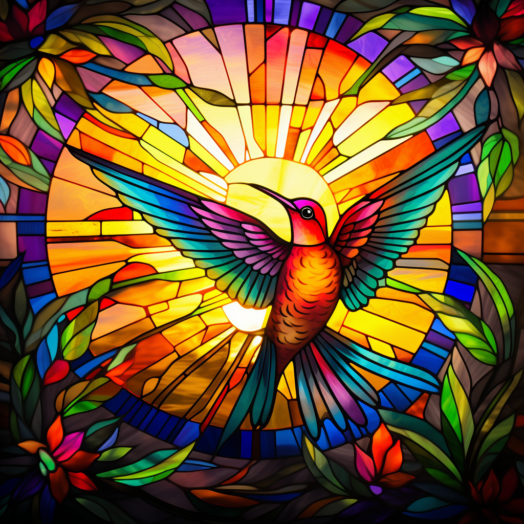 Beautiful hummingbird stained glass art