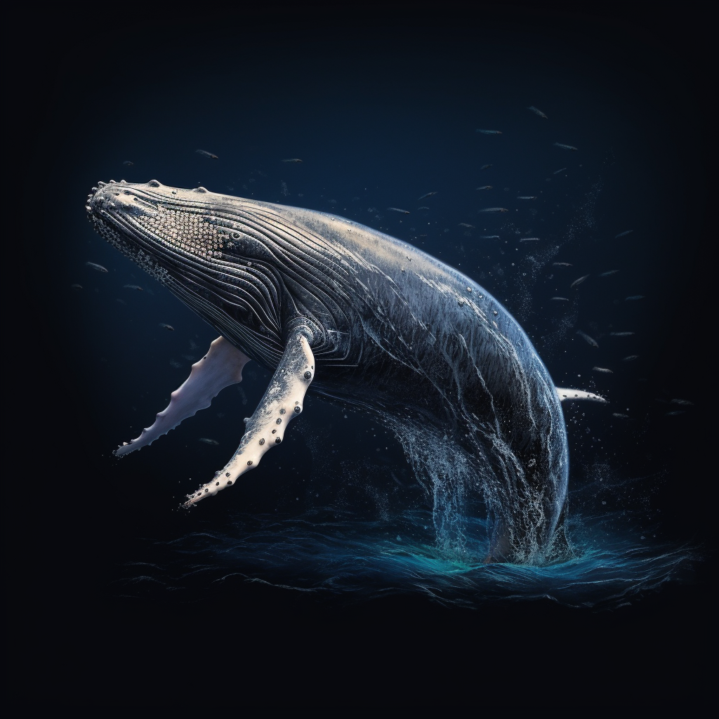 Majestic humpback whale in darkness