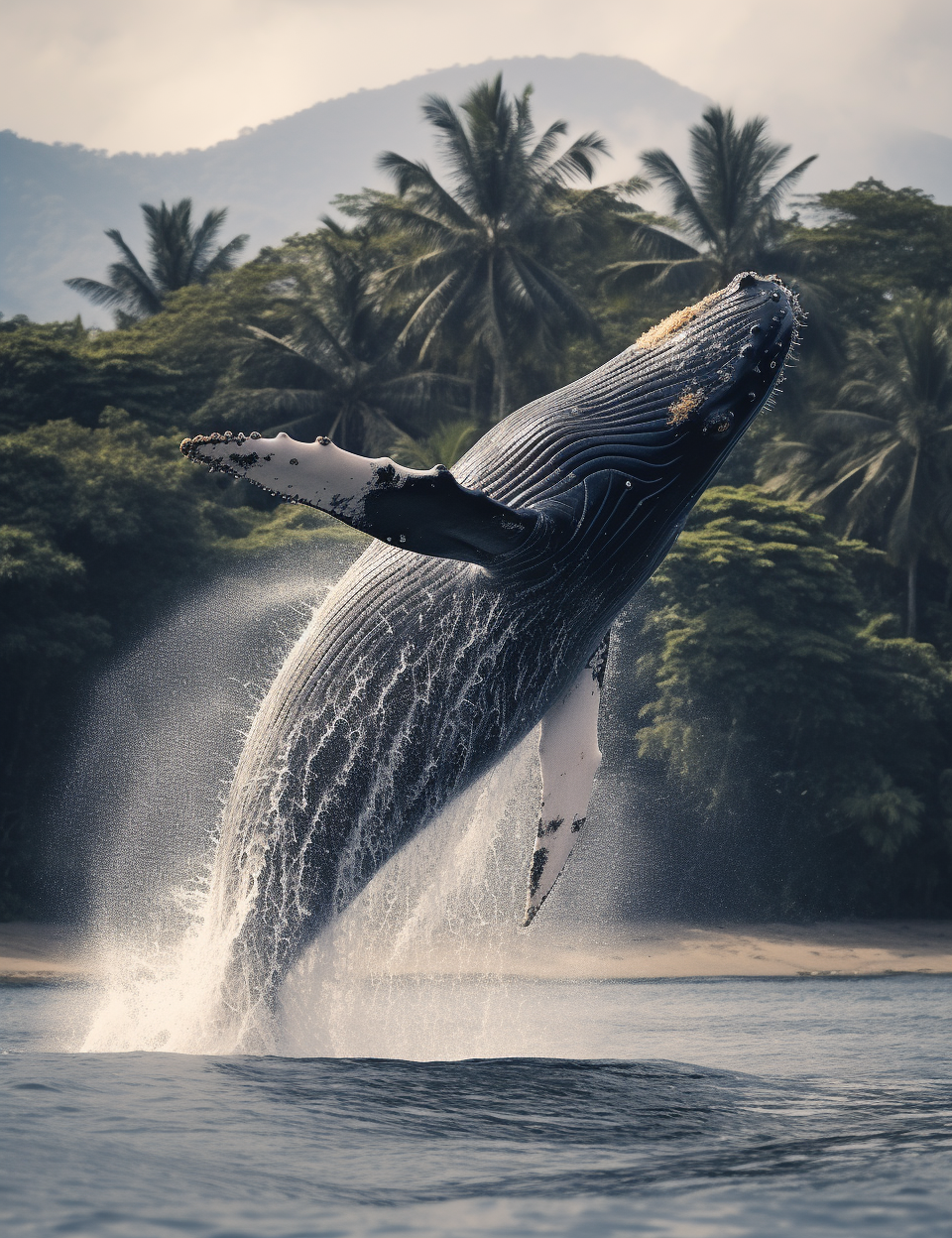 Humpback Whale Jumping in the Sea