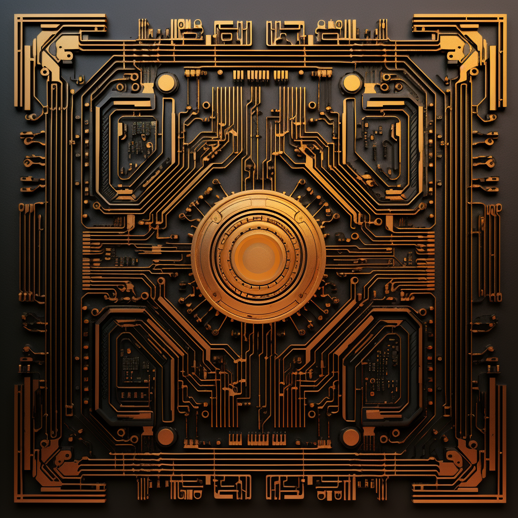 Cyberpunk Hungarian Pattern Microchip Circuits